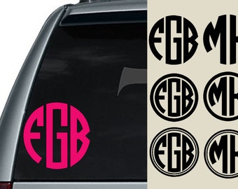 Circle Monogram Car Decal / Laptop Decal / Car Decal / Macbook Decal