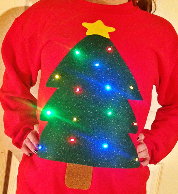 Light Up UGLY CHRISTMAS SWEATER - Christmas Tree!! (Also available in Hoodie and Kid's Sizes!) ___**Fast Shipping**___