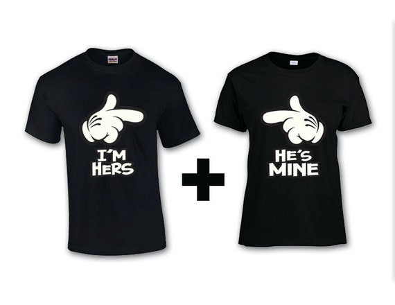 Items similar to He's Mine I'm Hers Cartoon Hands Shirts - Couples ...