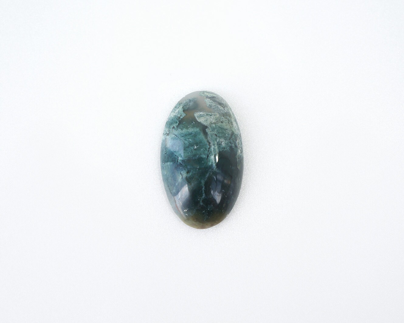 Dark Green Moss Agate Stone Cabochon 26x44mm Oval Natural