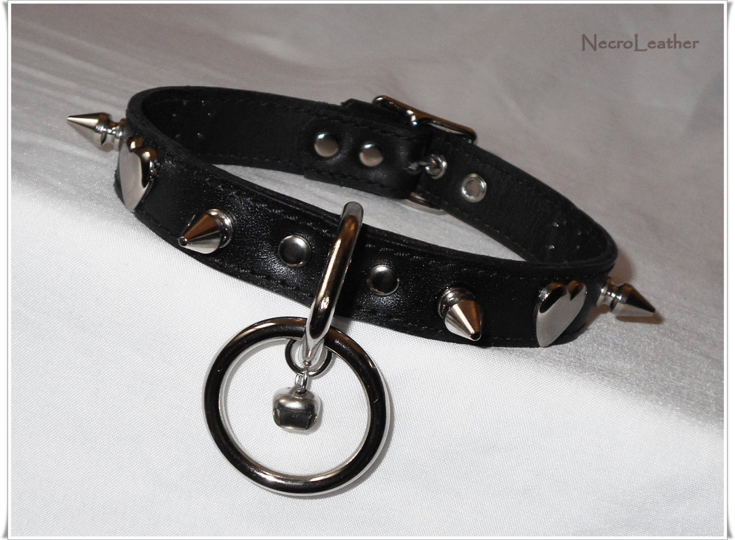 Tough Kitten Bondage Collar Kitten Bell Spiked BDSM Collar