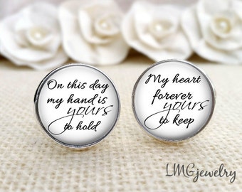 Groom Cufflinks, Wedding Cufflinks, Custom Groom Cufflinks, Gift for Groom, Heart Forever Yours, Stainless Steel Cufflinks