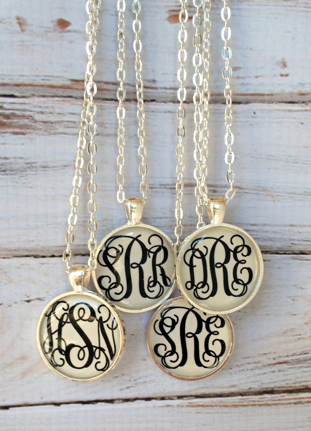 Silver Monogram necklace Monogrammed gifts by PoshBoutiqueGa