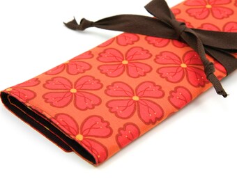Knitting Needle Case - Clementine - IN STOCK Large Organizer 30 brown pockets for all size needles or paint brushes