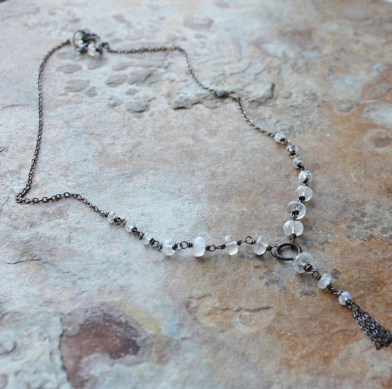 MOONSTONE necklace Moonstone tassel necklace sterling