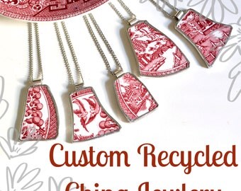 Custom Recycled China Necklace from YOUR Sentimental Plate - 5QTY