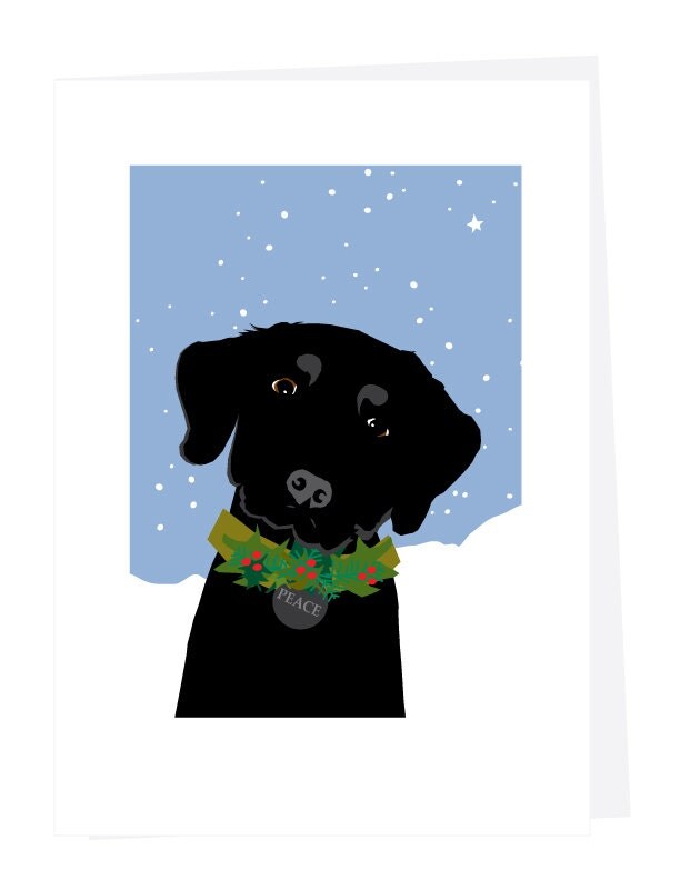 Holiday Greeting Cards Labrador with wreath and peace tag