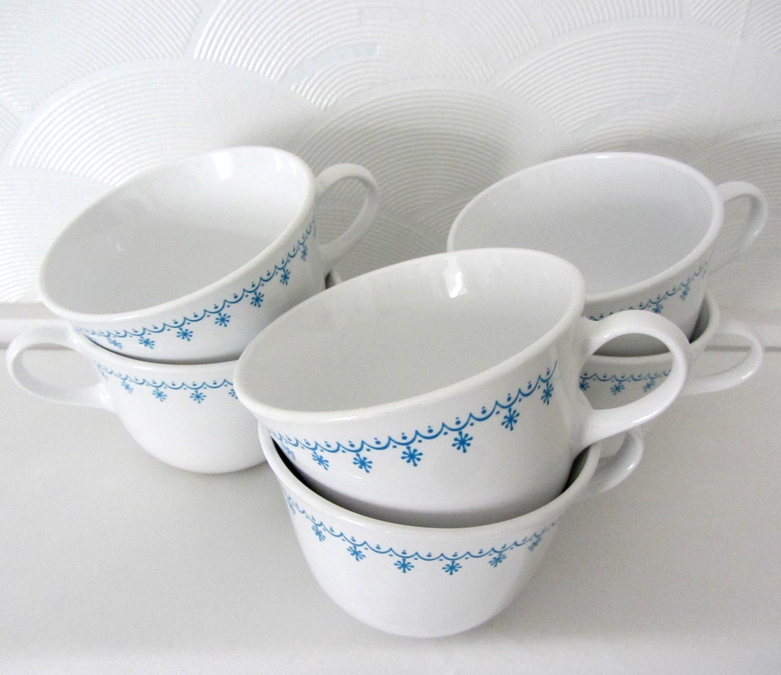 Corelle Livingware Blue Snowflake Cups Set of Six