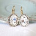 Bridal Earrings - Crystal Wedding Earrings - Cubic Zirconia Oval Vintage Style Dangle Gold CZ Earrings