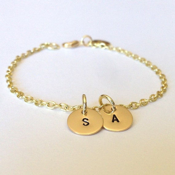 Items similar to Multi Initial Gold Charm Bracelet, personalized, initial Jewlery on Etsy
