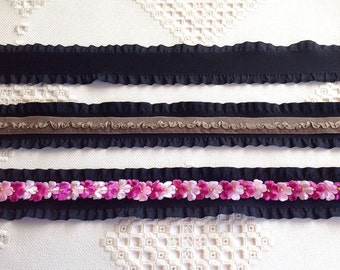 3 yds Faux Suede Black Ruffled Trim at 1-1/2 inch Wide for Quilting, Hair Accessories Scrapbooking Quilting Collage