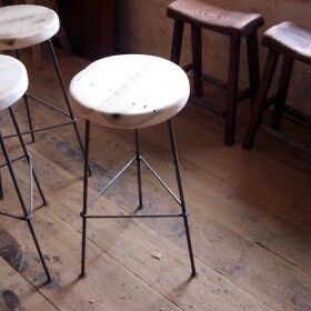 Reclaimed Wood Bar Stools with Metal Legs