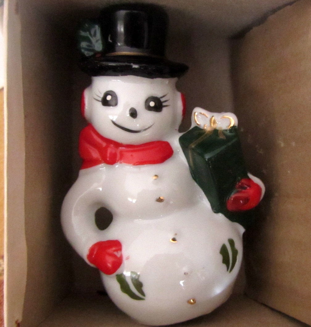 Vintage 1940s Made in Japan Snowman Couple by vintagecornucopia