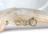 Gold Handcuff Necklace, Gold Necklace, Gold Pendant Necklace, #699