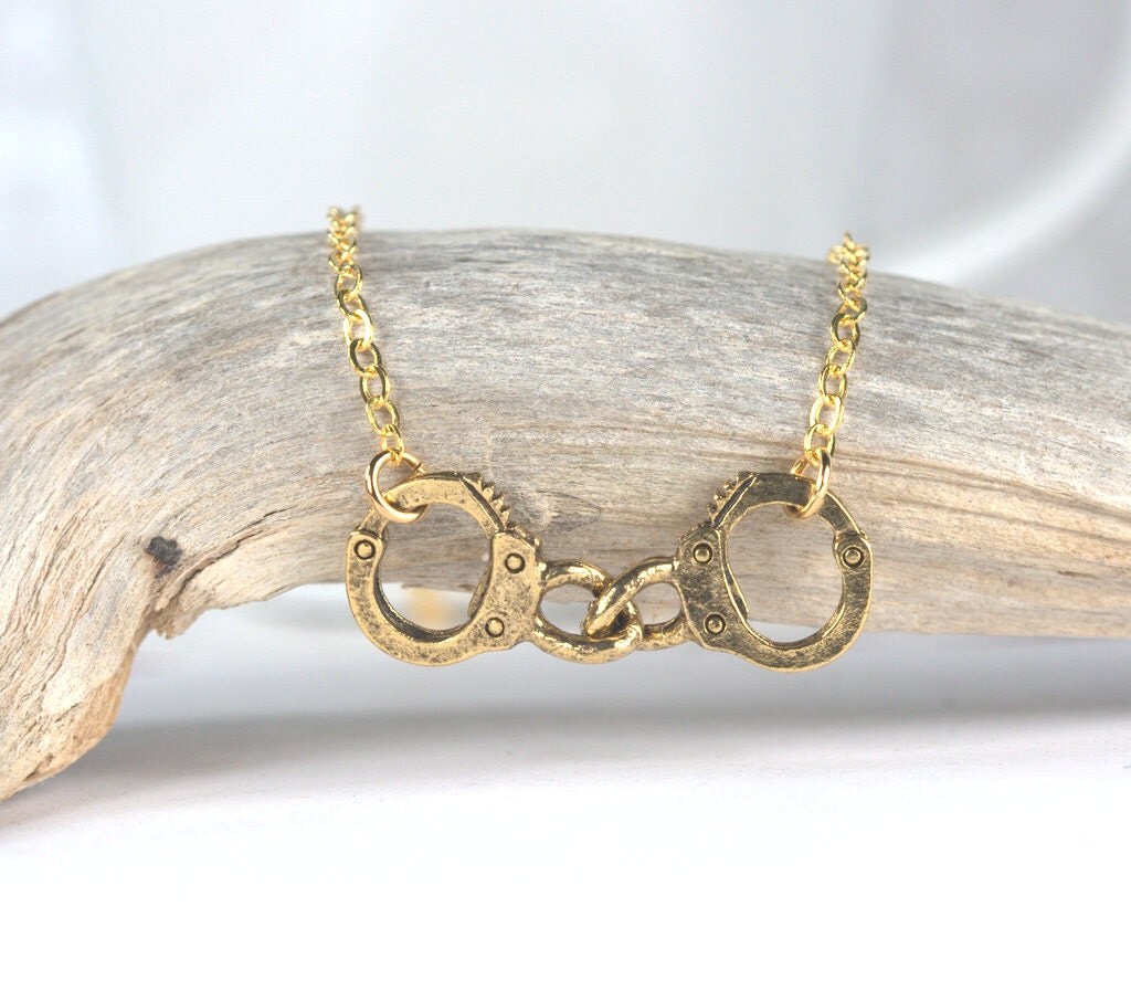 Gold Handcuff Necklace Gold Necklace Gold Pendant by TheresaRose