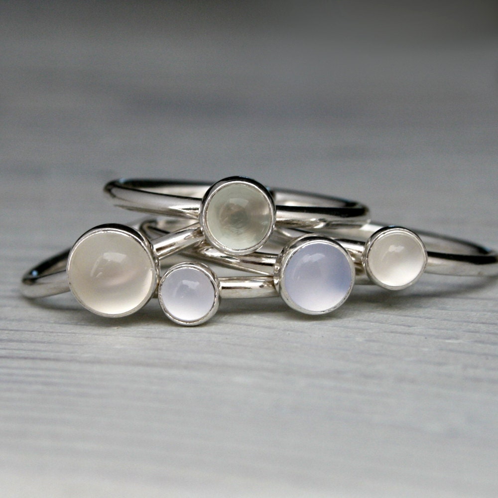 Luminous Gemstone Stacking Rings Sterling Silver Stackable