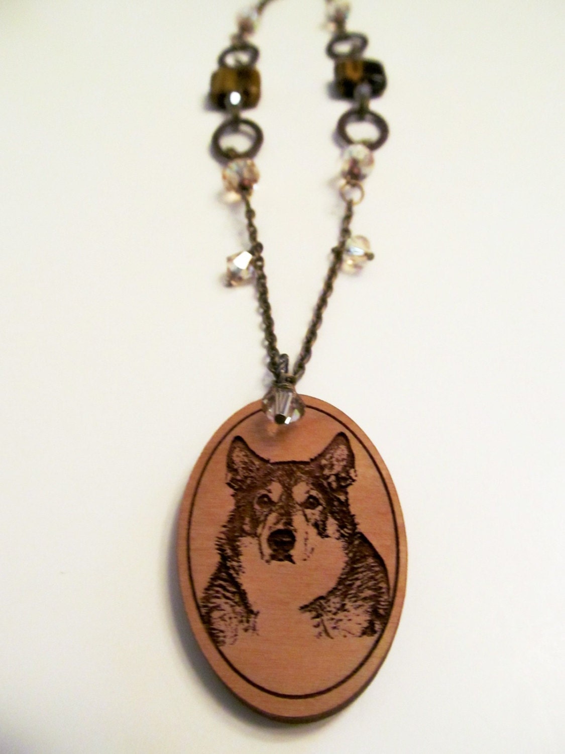 Custom Wooden Pendant Beaded Necklace Made to Order with
