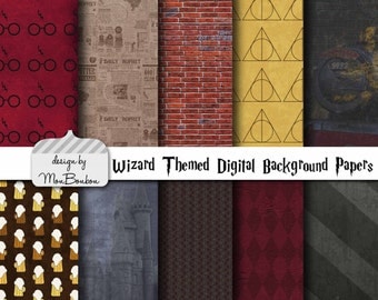 Harry Potter Themed Digital Scrapbooking Background Papers - 12x12 300 ppi - DiY - INSTANT DOWNLOAD