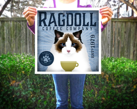 Ragdoll Cat coffee company artwork original graphic