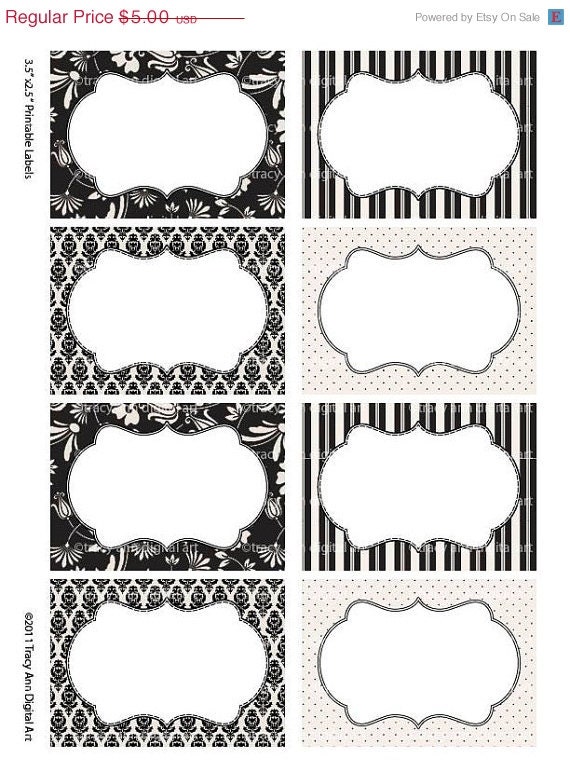 Black and Cream Print your own Labels/Cards by TracyAnnDigitalArt