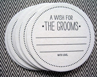 Letterpress Coaster Set - wish for the grooms (set of 30)