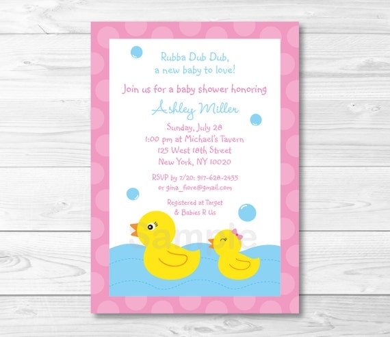Pink Rubber Duck Baby Shower Invitation / Rubber Duck Baby Shower Invite / Rubber Duck Baby Shower / Pink / Baby Girl / PRINTABLE Il_570xn