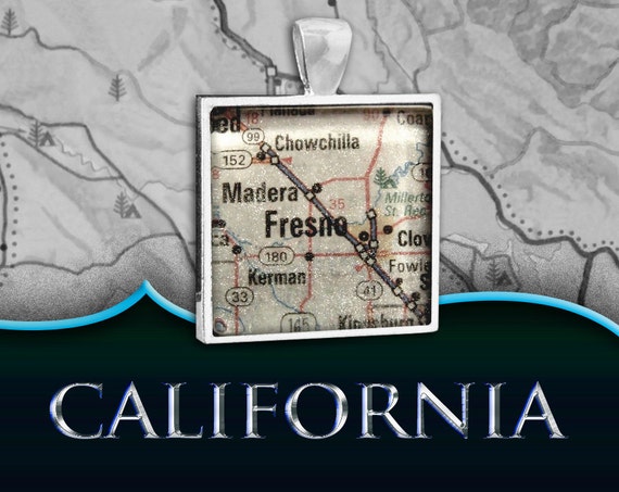 Fresno, CA Map Pendant