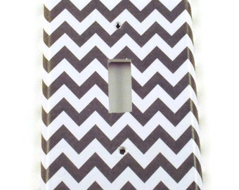 Light Switch Cover Wall Decor Switchplate Switch Plate in Gray Chevron (154S)