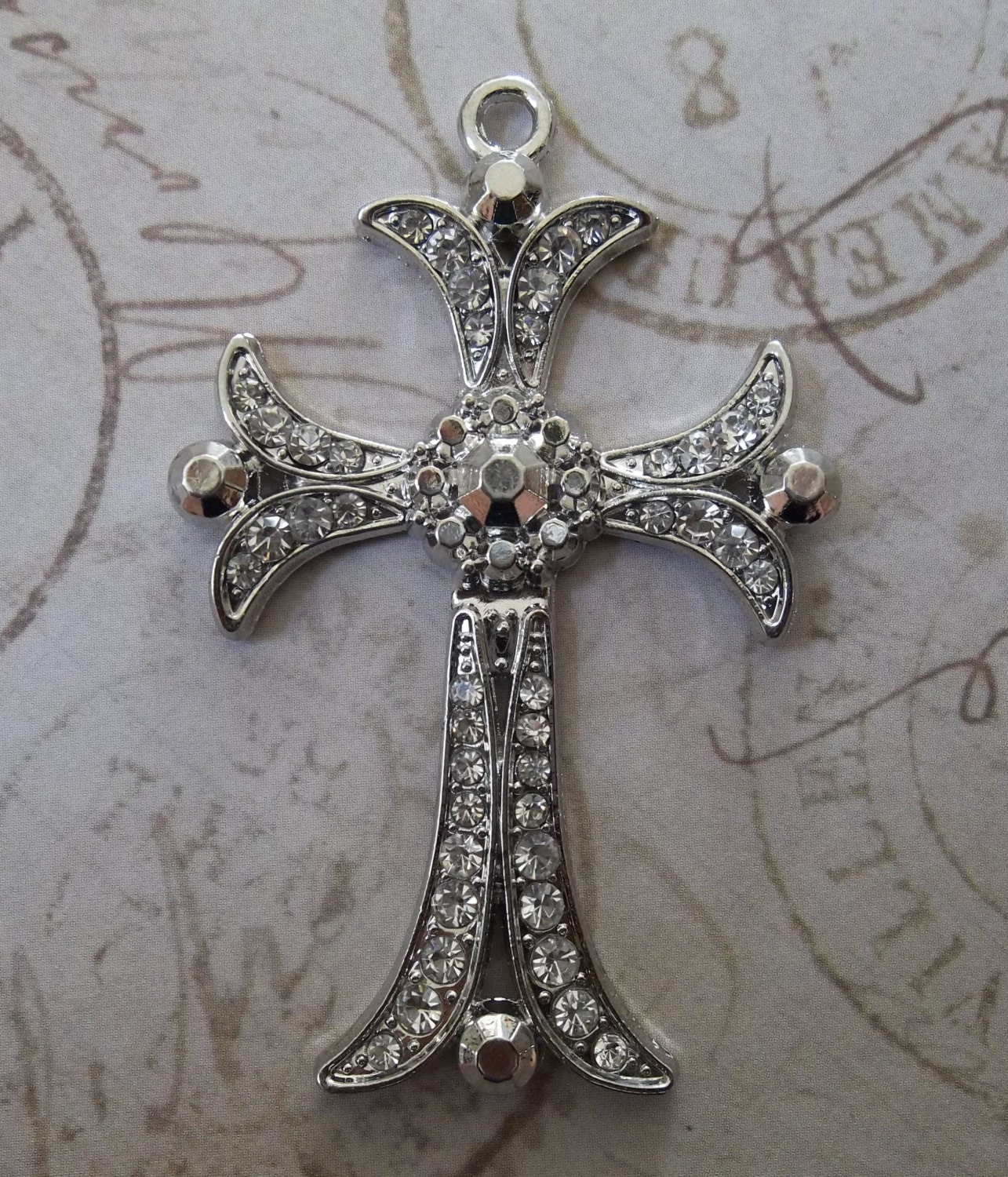 Large Rhinestone Encrusted Cross Pendant For by AveImmaculata