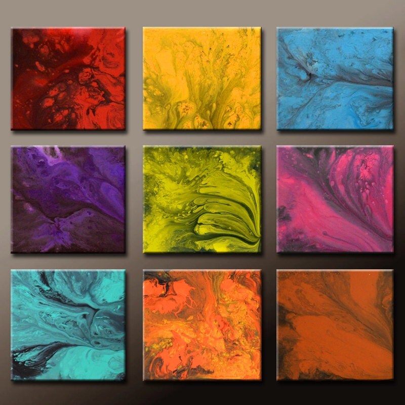 Abstract Canvas Art Painting Huge 9pc 36x36 Contemporary
