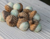 Wool Felted Acorns Mint Green Country Rustic Home Decor