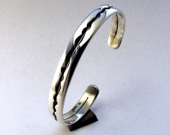Sterling Silver Bracelet Cuff, River Runs