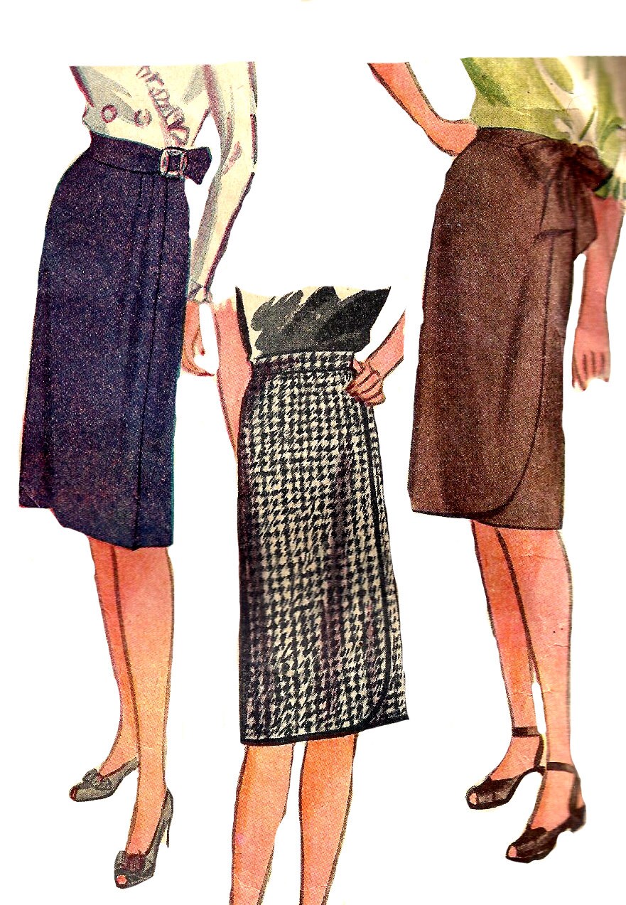 Wrap Skirt Pattern 1940s Vintage Simplicity Unprinted by SelmaLee