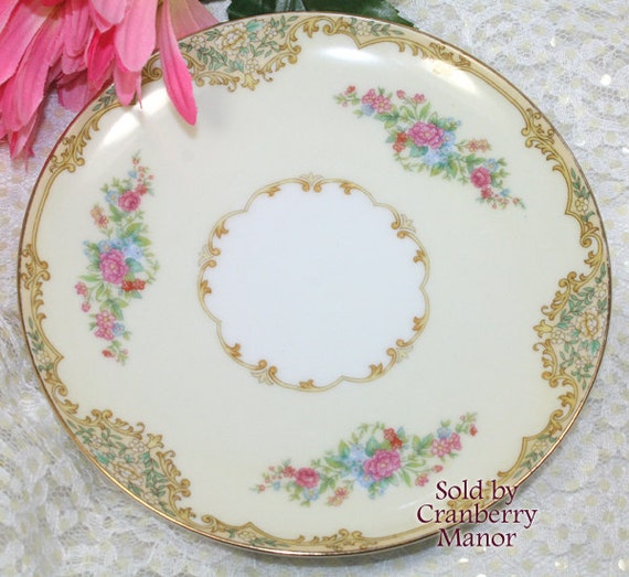 Items similar to Noritake Japan Saucer Pink Rose Plate Spring Flower Garden Dish Vintage 1930s