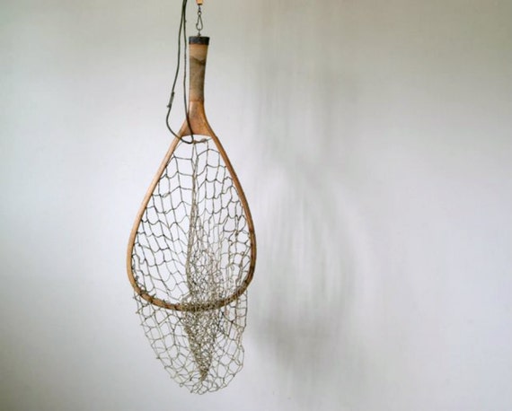 vintage wood fishing net