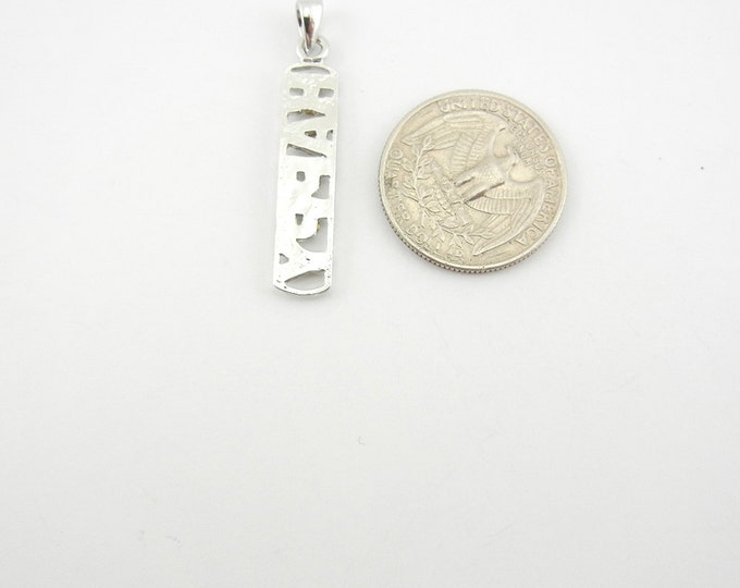 Silver-tone Rhinestone Happy Word Pendant