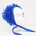 60s Head Scarf Vintage 3D Flower Nylon Chiffon Neon Bright Blue