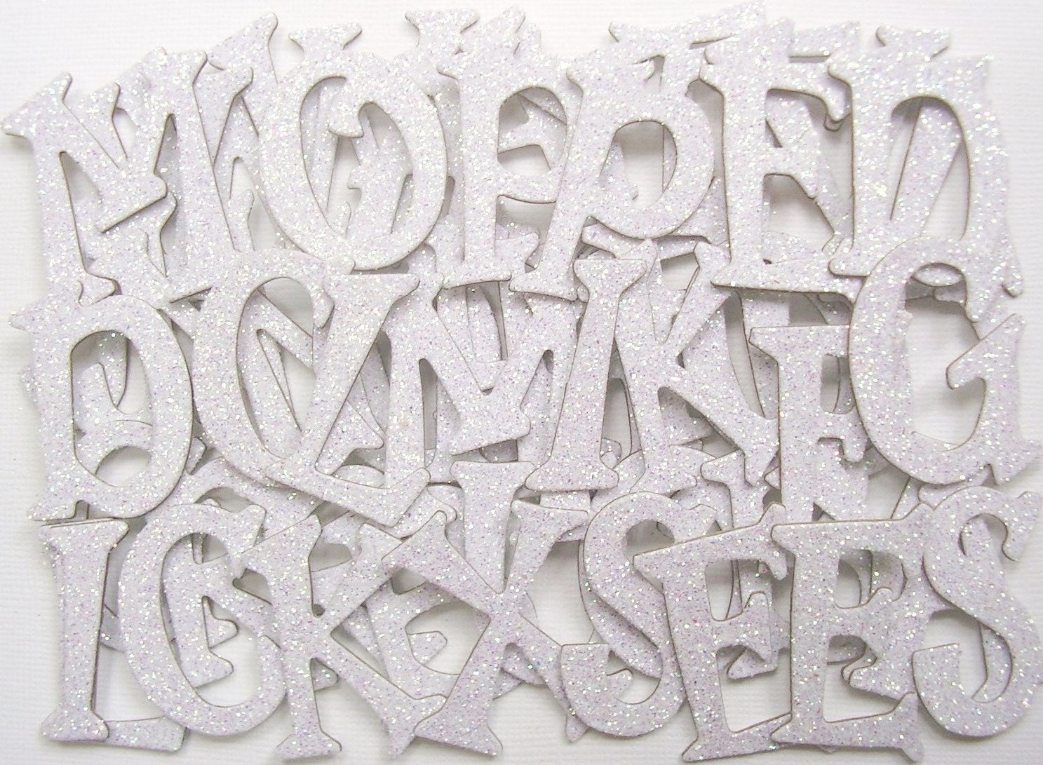 WHITE GLiTTER Chipboard Letters Alphabet by GlitterDustDesigns