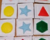 Christmas in July Sale Shapes Memory Concentration Game set includes 6 shape sets 12 felt cards great stocking stuffer Il_170x135