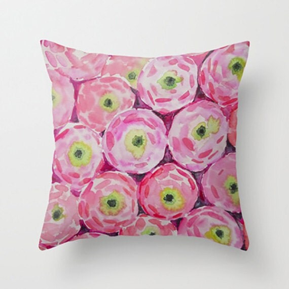 Pink Floral Pillow Blooms Flower Throw Pillow Floral