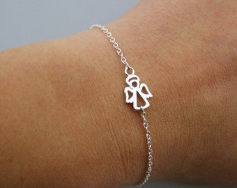 Sterling Silver Tiny Angel Bracelet - Guardian Angel Bracelet - Adjustable Bracelet