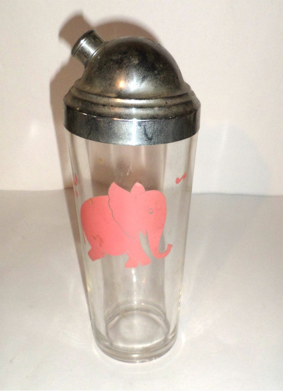 Vintage Pink Elephant Martini Shaker Pink Elephants