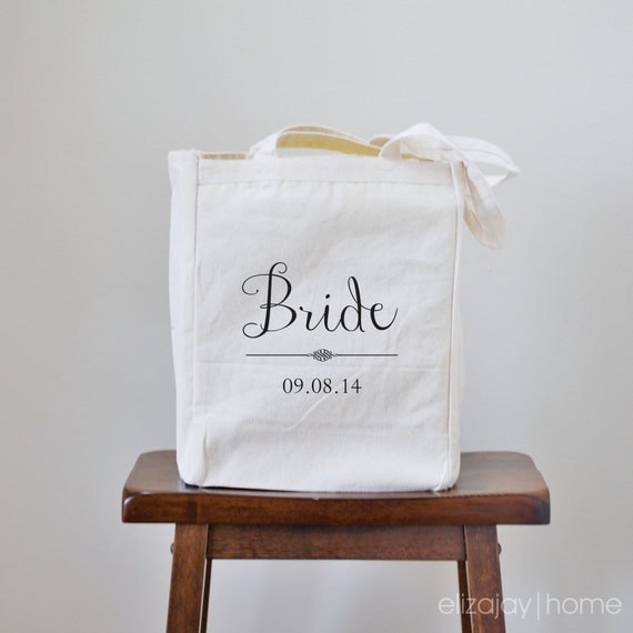 bride personalized canvas tote bag