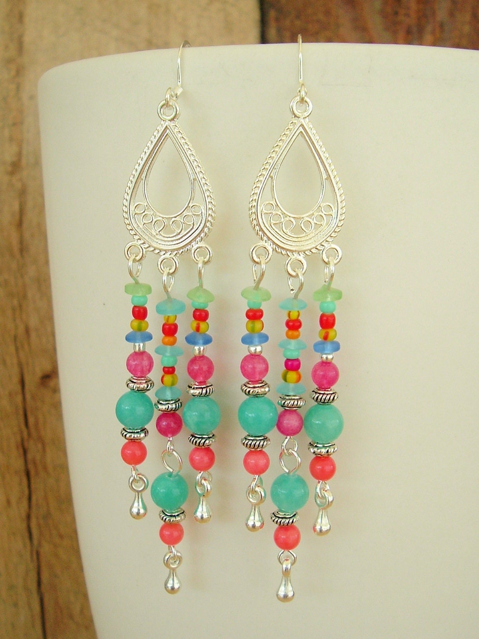Boho Chandelier Earrings Urban Gypsy Earrings Colorful