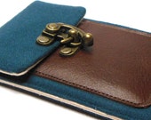 Smartphone wallet - blue vintage wool