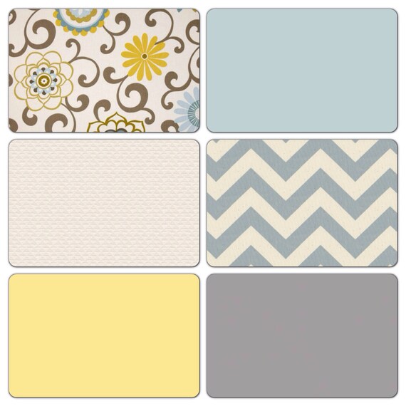 Custom Round Crib Bedding Blue Yellow and by butterbeansboutique