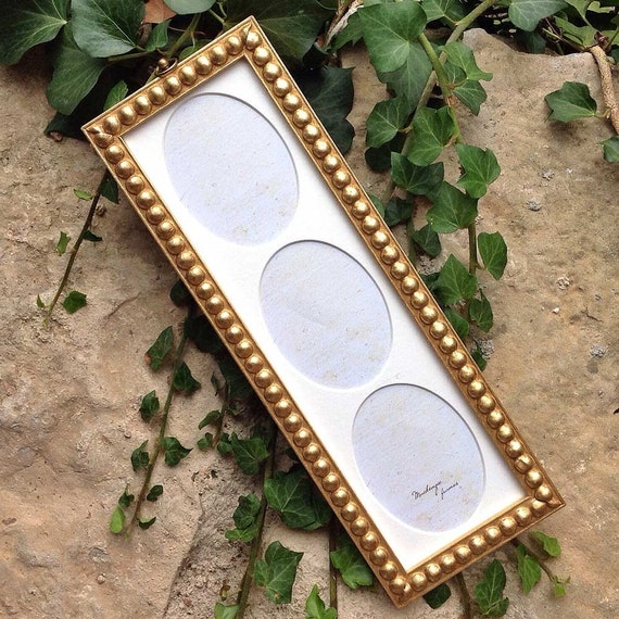 Wallet Size Ovals 3 Photos in Gold Boule Deluxe Frame