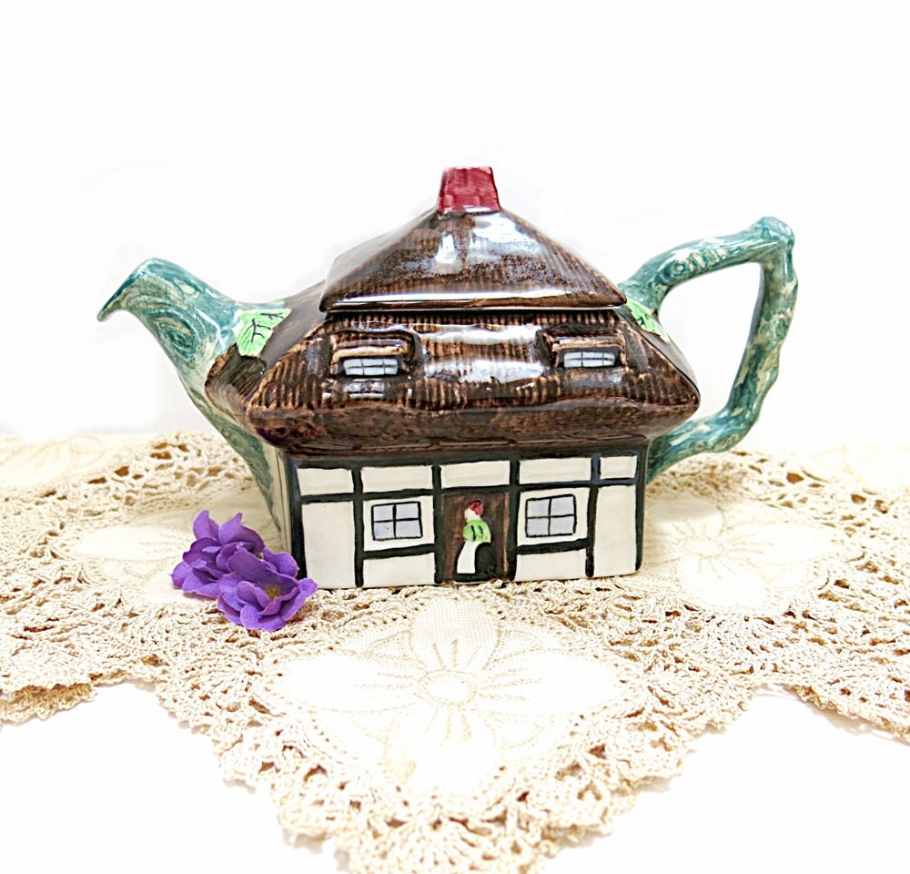 Thatched Cottage Ware Teapot John Maddock England by CoconutRoad