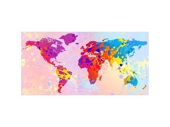 Items similar to Small Colorful World Map Fine Art Poster - gift ideas