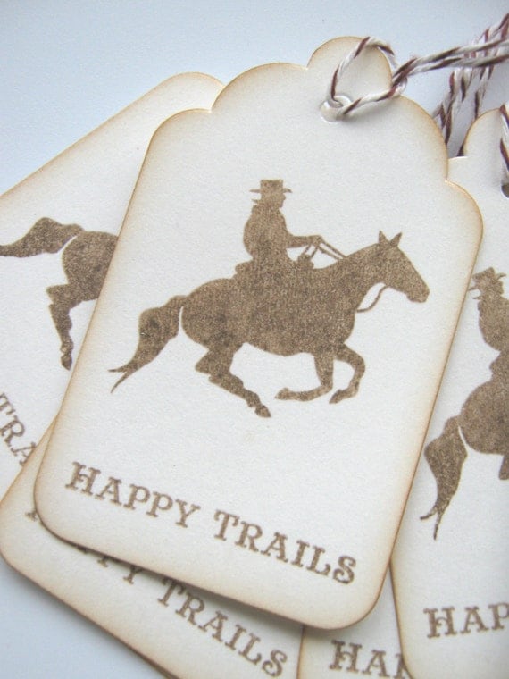 Happy Trails Cowboy Gift Tags by CharonelDesigns on Etsy
